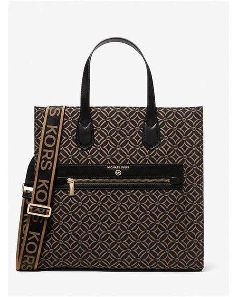 michael michael kors kempner large logo jacquard tote bag|Michael Kors Kempner Large Jacquard Tote .